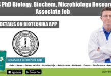 IACS PhD Biology, Biochem, Microbiology Research Associate Job IACS PhD Biology