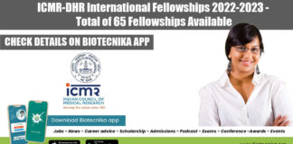 ICMR-DHR International Fellowships 2022-2023