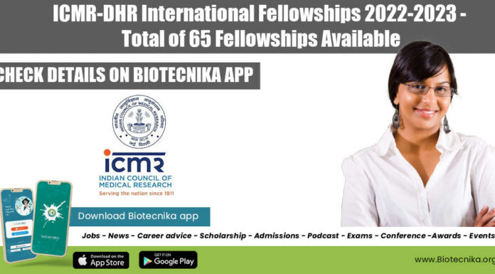 ICMR-DHR International Fellowships 2022-2023