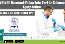 ICMR-NIIH Research Fellow Jobs For Life Sciences, Apply Online ICMR-NIIH Research Fellow Jobs