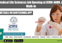 ICMR-NIMR Non-Medical Scientist Job For Life Sciences With Rs. 48,000 pm Pay ICMR-NIMR Life Sciences Scientist Job