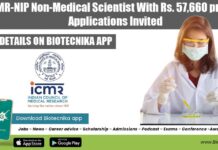 ICMR-NIP Non-Medical Scientist With Rs. 57,660 pm Pay, Applications Invited ICMR-NIP Scientist Job