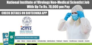 ICMR-NIV Non-Medical Scientist Job