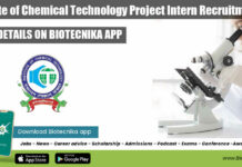 Institute of Chemical Technology Project Intern Recruitment ICT Freshers Intern Jobs