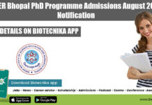 IISER Bhopal PhD Programme Admissions August 2022 Notification IISER Bhopal Admissions 2022 For PhD