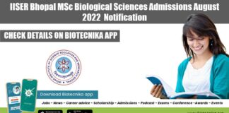 IISER Bhopal MSc Admissions