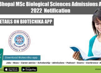 IISER Bhopal MSc Admissions