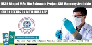 IISER Bhopal Project Vacancy