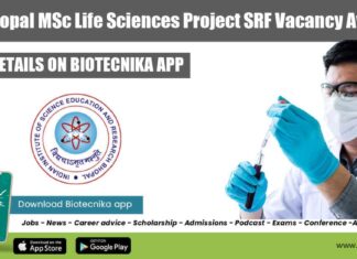 IISER Bhopal Project Vacancy