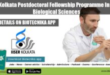 IISER Kolkata Postdoctoral Fellowship Programme