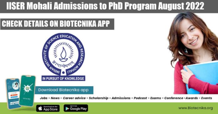 IISER Mohali Admission 2022