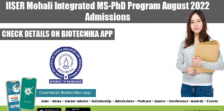 IISER Mohali Integrated MS-PhD