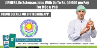 JIPMER Life Sciences Jobs