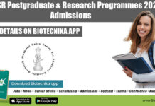 JNCASR Postgraduate & Research Programmes 2022 Admissions JNCASR Research Admissions 2022