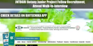 JNTBGRI Botany Project Job