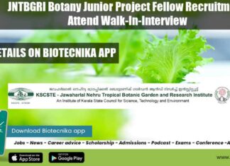 JNTBGRI Botany Project Job