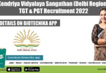 Kendriya Vidyalaya Sangathan (Delhi Region) TGT & PGT Recruitment KV Delhi Recruitment