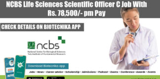 NCBS Life Sciences Scientific Officer C