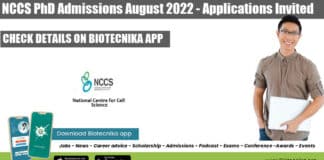 NCCS PhD 2022 Admissions
