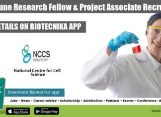 NCCS Pune Research Fellow & Project Associate Recruitment