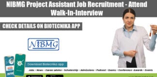 NIBMG Project Assistant Job Recruitment