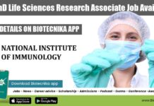 NII PhD Life Sciences BIRAC Funded Research Associate Job Available NII PhD Life Sciences