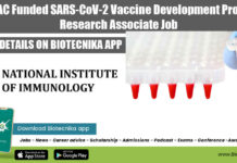BIRAC Funded SARS-CoV-2 Vaccine Development Project Research Associate Job at NII NII Research Post