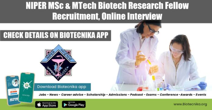 NIPER Biotechnology JRF Job