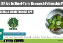 NIPGR JRF Job In Short-Term Research Fellowship Project NIPGR JRF Vacancy Available