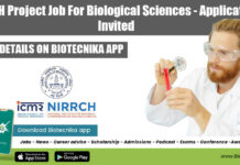 NIRRCH Project Job For Biological Sciences – Applications Invited NIRRCH Project Job