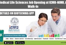 Non-Medical Life Sciences Job Opening at ICMR-NIMR, Attend Walk-In Non-Medical Life Sciences Job