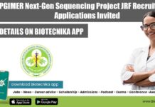 PGIMER Next-Gen Sequencing Project JRF Recruitment, Applications Invited PGIMER Project JRF Post