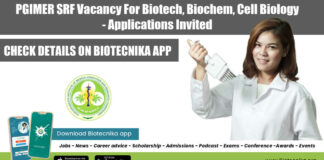 PGIMER SRF Vacancy For Biotech