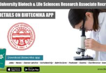 Panjab University Biotech & Life Sciences Research Associate Recruitment Panjab University Biotech