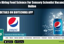 PepsiCo Hiring Food Science For Sensory Scientist Vacancy, Apply Online PepsiCo Hiring Food Science