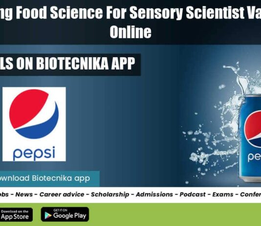 PepsiCo Hiring Food Science For Sensory Scientist Vacancy, Apply Online PepsiCo Hiring Food Science