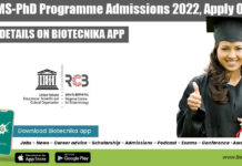 RCB MS-PhD Programme Admissions 2022, Apply Online RCB MS-PhD Programme Admissions