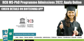 RCB MS-PhD Programme Admissions