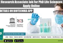 Project Research Associate Job For PhD Life Sciences at RCB, Apply Online RCB Vacancy 2022