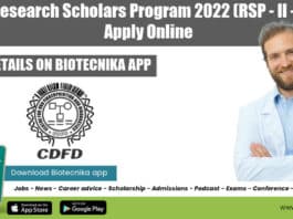 Research Scholars Program CDFD