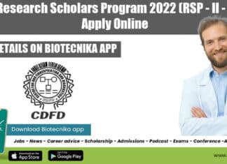 Research Scholars Program CDFD