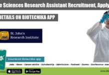 SJRI Life Sciences Research Assistant Recruitment, Apply Online SJRI Life Sciences Research