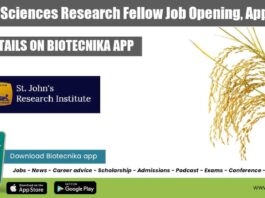 SJRI Life Sciences Research Fellow Job Opening, Apply Online SJRI Research Vacancy