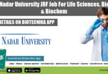 Shiv Nadar University JRF Job For Life Sciences, Biotech & Biochem SNU JRF Job Opening
