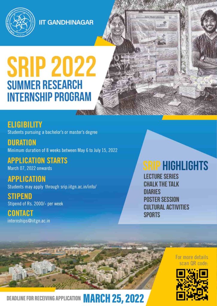 Summer Research Internship 2022 - SRIP at IITGN, Apply Online