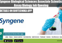 Syngene Biological Sciences Associate Scientist Assay Biology Job Opening Syngene Biological Sciences Associate