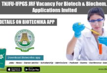 TNJFU-IFPGS JRF Vacancy
