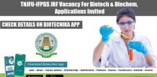 TNJFU-IFPGS JRF Vacancy