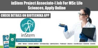 inStem Project Associate-I Job