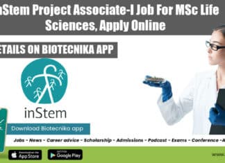 inStem Project Associate-I Job